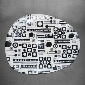 Pier 1 Black & White "Traffix" Abstract Platter